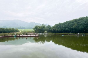 杭州市余杭区径山竹茶园园区湖景图