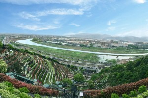 杭州市西湖区钱江陵园高空俯拍图